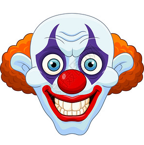详情页假发白色背景的卡通恐怖小丑头插画
