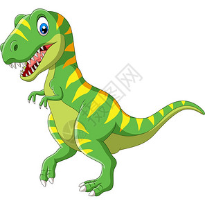 动物卡通恐龙白色背景的卡通绿恐龙插画