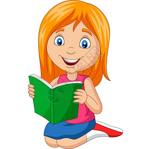读书的小女孩卡通图片