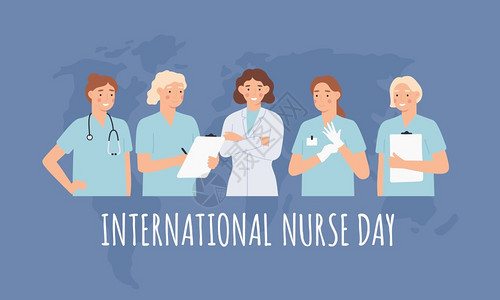 国际护士日卡通护士矢量插画海报图片