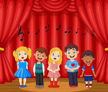 儿童在舞台上唱歌图片