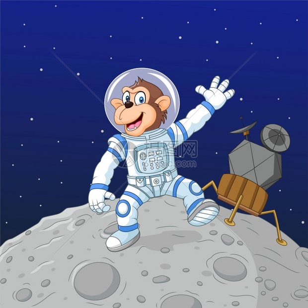 月球上的卡通猴子宇航员图片