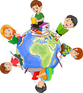 全世界儿童阅读书背景图片