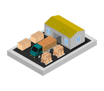 物流塑料垫板托盘等度仓库插画