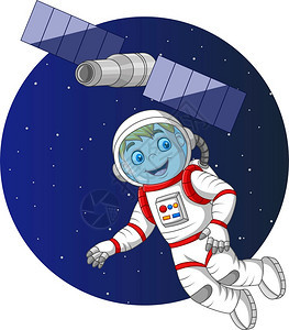 在太空飞行的卡通男孩宇航员图片