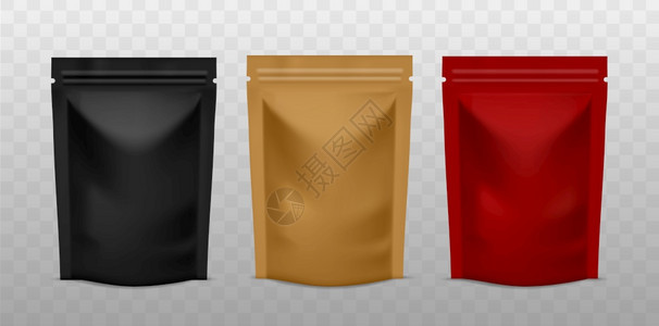 塑料散沙袋咖啡包金黑和红颜色的咖啡拉链金黑和红颜色的咖啡包纸袋常存广告展示现实的病媒产品模型纸袋常存广告展示现实的病媒模型图片