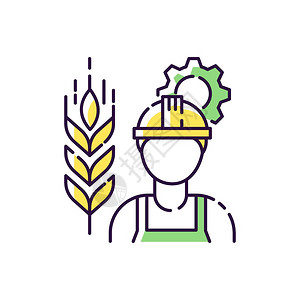 种植专家宝石行业人员农民工孤立的病媒说明农业工程师彩色图标插画