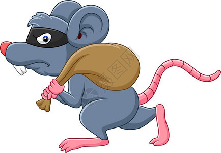 卡通大盗贼偷包袋的老鼠背景图片