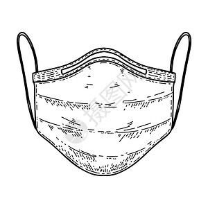 在雕刻风格中用医学呼吸器遮罩插图wuhancora主题海报卡片横幅符号的设计元素矢量图示图片