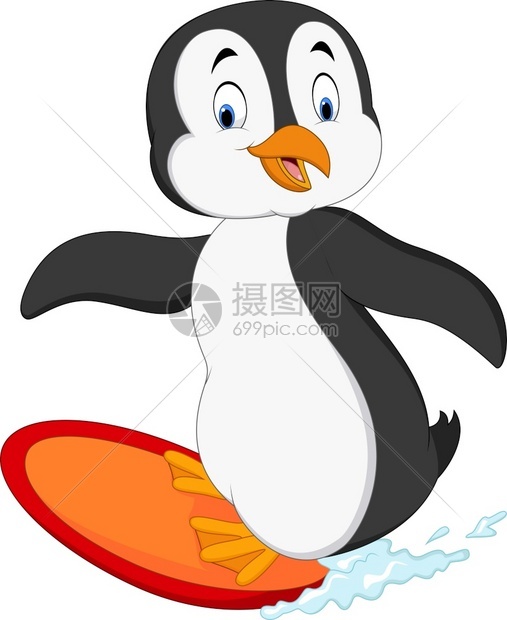 漫画冲浪企鹅图片