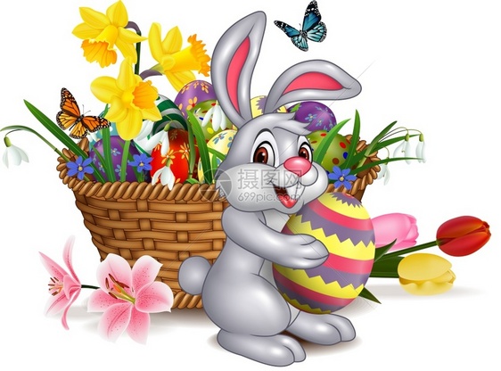 复活节卡通可爱的兔子图片