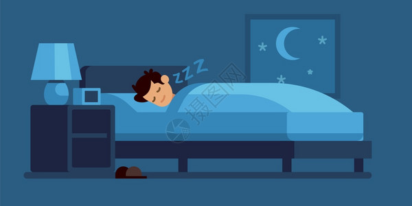 男人睡眠时间矢量插画图片
