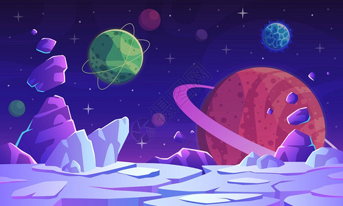 明星亚麻色外星景观科幻场景插画