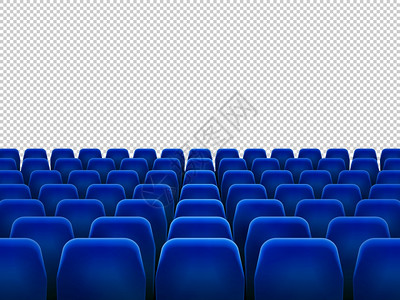 电影戏剧或歌的蓝臂椅现实的一排配有看电影的椅子面对透明背景的座位带空场景矢量插图的电影厅孤立的电影戏剧或歌的蓝臂椅现实的一排座位图片
