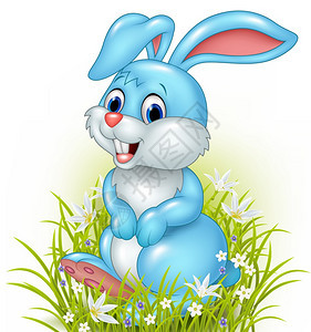 草丛里的卡通兔子图片
