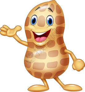 果壳活性炭白背景上孤立的卡通花生插画