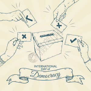 十二生肖核心价值观国际民主日概念插画