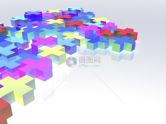 带有多彩加符号的抽象3d图像图片