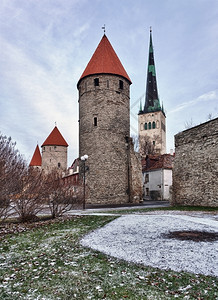 古老的石墙高四座塔在hdr对齐以获得更清晰的度图片