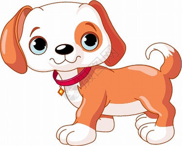 阿特兹走路的可爱小狗插画