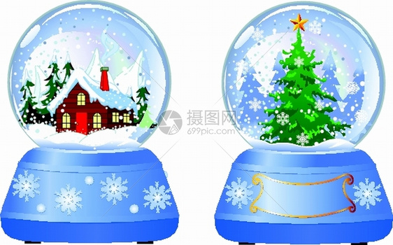 两个圣诞节水晶球图片