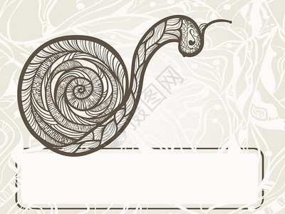 手绘单色蜗牛有独特的装饰品有文字框架图片