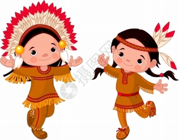卡通可爱美洲印第安人跳舞图片