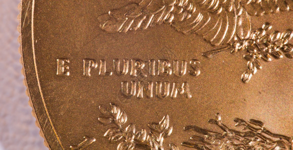 金鹰一盎司硬币配有epluribsnm雕刻的宏观拍摄图片