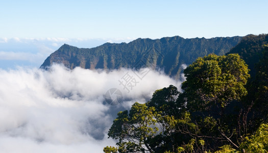 在KauinPli海岸的Ku山谷开始形成低云图片