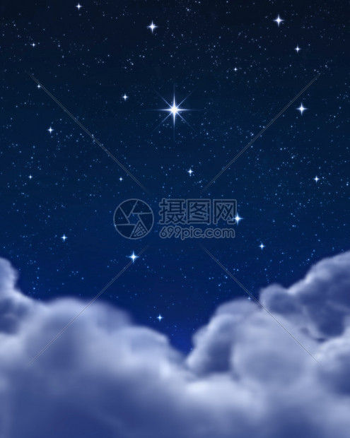 空间或夜中的单亮星图片