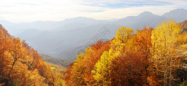 秋天巴坎山的全景图片