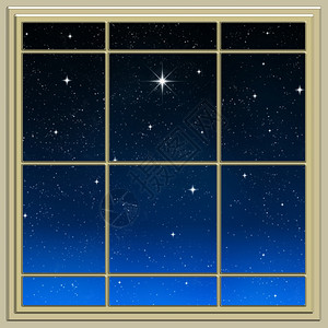 明亮的恒星一颗明亮的许愿星穿过窗户背景图片