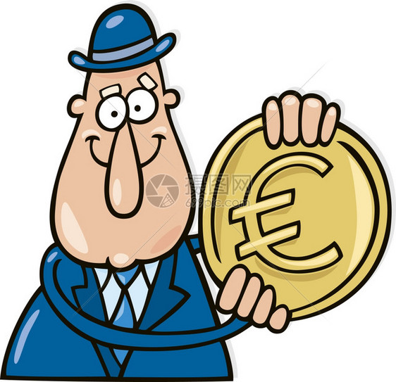 用欧元硬币画人漫图片