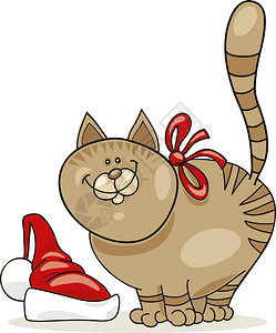 圣诞节猫卡通插图图片