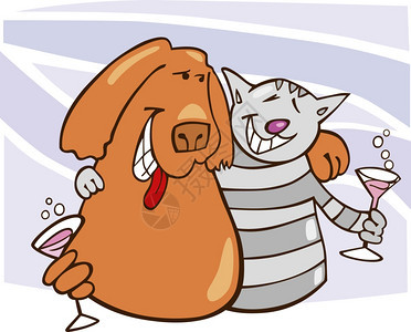 猫狗友情插图图片
