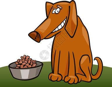 狗及其饲料的漫画插图图片
