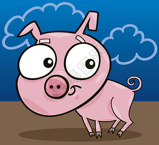 可爱小猪的漫画插图图片