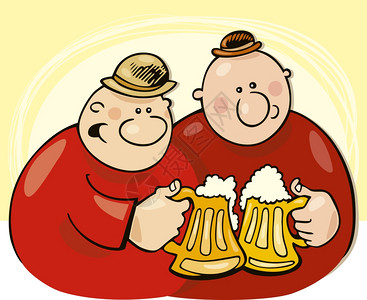 举两个喝啤酒的家伙插图图片