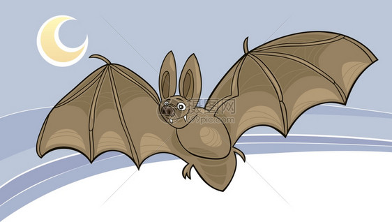吸血鬼蝙蝠飞行的漫画插图图片