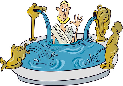 古代公民洗澡的罗姆语插图图片