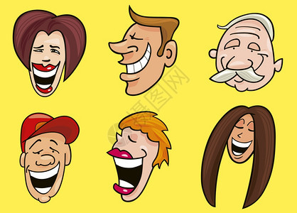 漫画插图一连串有趣的面孔图片