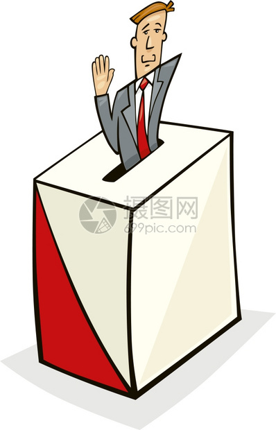 在投票箱中用插图说明男子图片