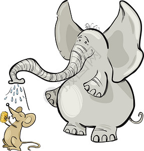 老鼠和大象的漫画插图背景图片