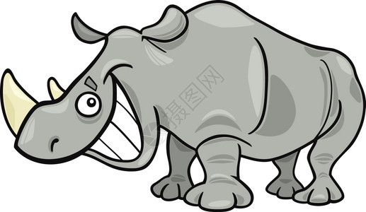 有趣的非洲犀牛漫画插图图片