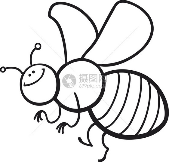 有趣的蜜蜂彩色页面动画插图图片
