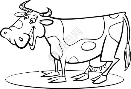 有趣的农场奶牛彩色页面插图图片