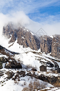 阿尔卑斯山的美丽雪景背景图片