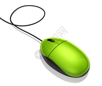 3d个绿色计算机鼠标在白色的电脑鼠标上被孤立图片