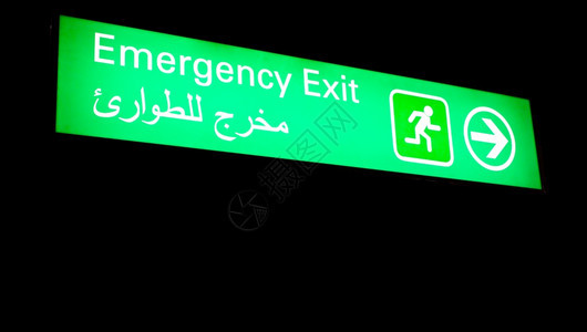 中东部国际机场紧急出境标志带有阿拉伯信息背景图片