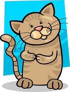 可爱棕色小猫的漫画插图图片